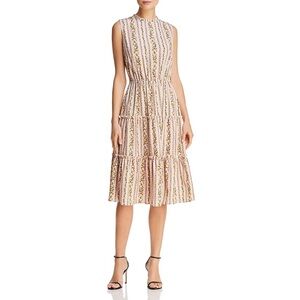 MELLODAY Blush Floral Pleated Midi Sundress size medium tiered